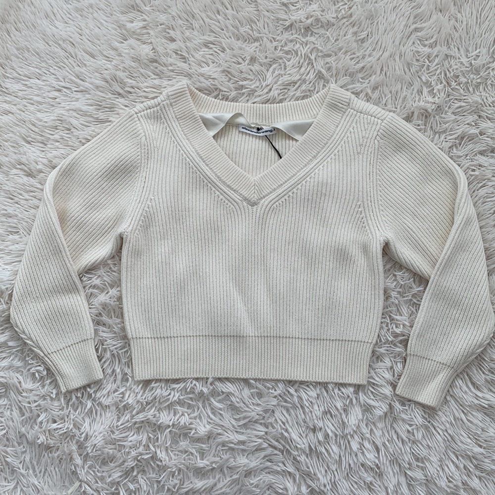 NWT Alexander Wang T Cable knit cami soft white sweater sz XS - Picture 1 of 10
